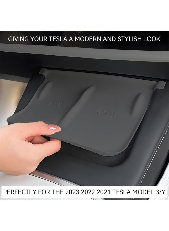 تسلا نموذج Y وسادة حماية الشحن اللاسلكي - مركز وحدة التحكم السيليكون حصيرة الملحقات الداخلية ل 2021-2023 تسلا نموذج 3 و 2021-2023 تسلا - Image 2